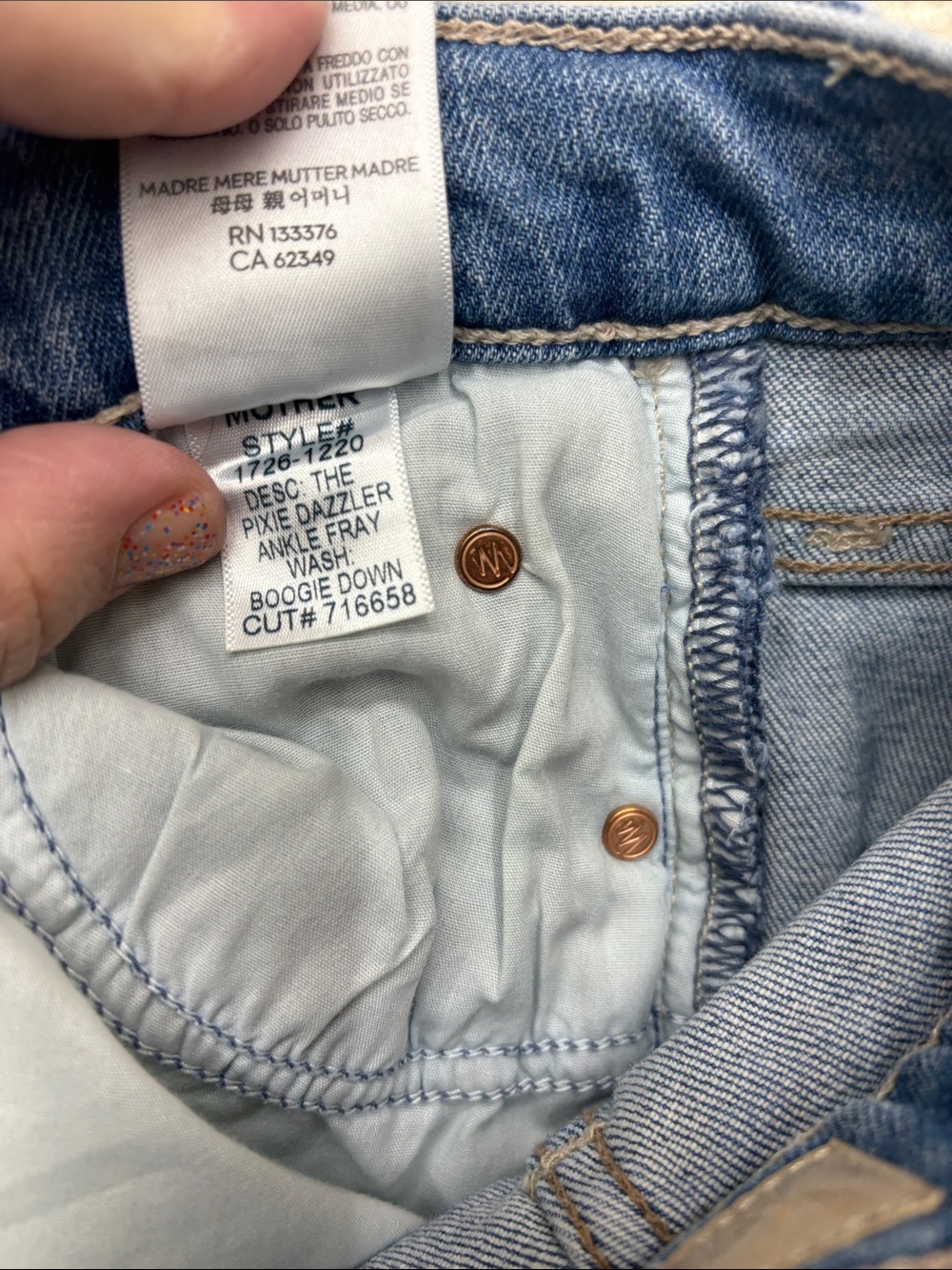 Mother | 27 the pixie dazzler ankle fray boogie down Button-Fly Blue Jeans - Picture 9 of 10